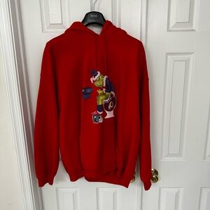 Red Hoodie with Embroidered Graphic